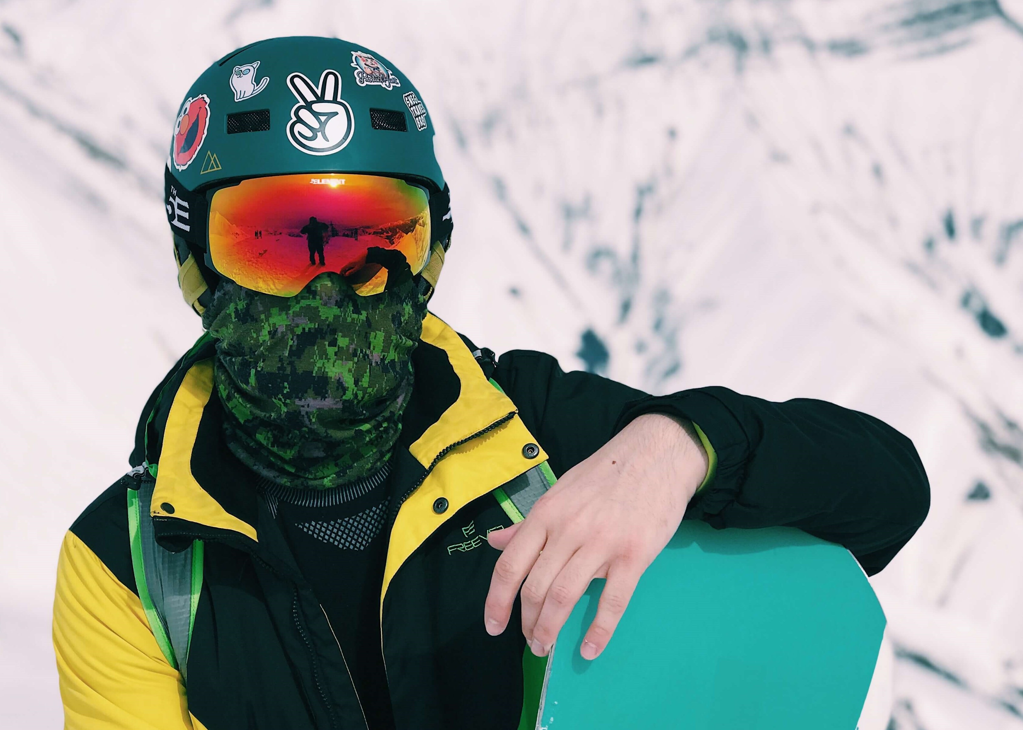 Person wearing goggles for eye